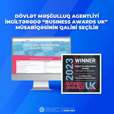 Dövlət Məşğulluq Agentliyi İngiltərədə “Business Awards UK”  müsabiqəsinin qalibi seçilib