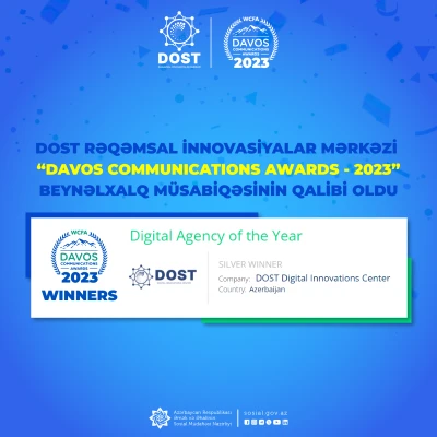 DOST Rəqəmsal İnnovasiyalar Mərkəzi  “Davos Communications Awards - 2023” beynəlxalq müsabiqəsinin qalibi oldu