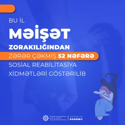 Bu il məişət zorakılığından zərər çəkmiş 52 nəfərə sosial  reabilitasiya xidmətləri göstərilib