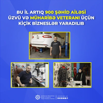 This year, for 900 family members of martyrs and war veterans small businesses have already been established