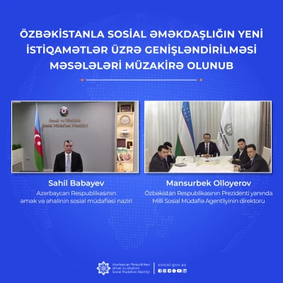 Özbəkistanla sosial əməkdaşlığın yeni istiqamətlər üzrə genişləndirilməsi  məsələləri müzakirə olunub