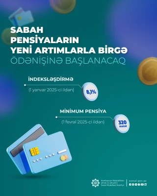 Sabah pensiyaların yeni artımlarla birgə ödənişinə başlanacaq