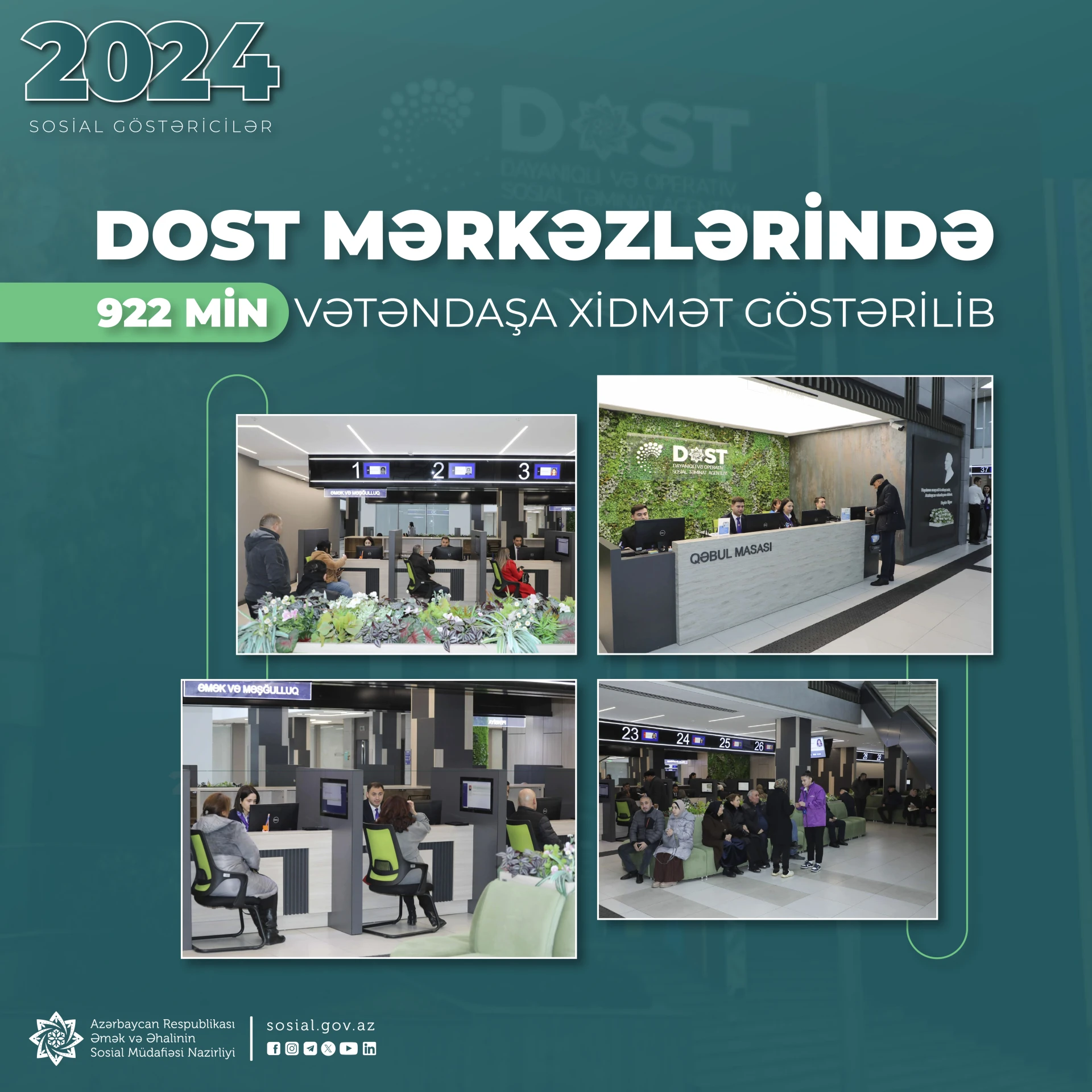 Ötən il DOST mərkəzlərində 922 min vətəndaşa xidmət göstərilib