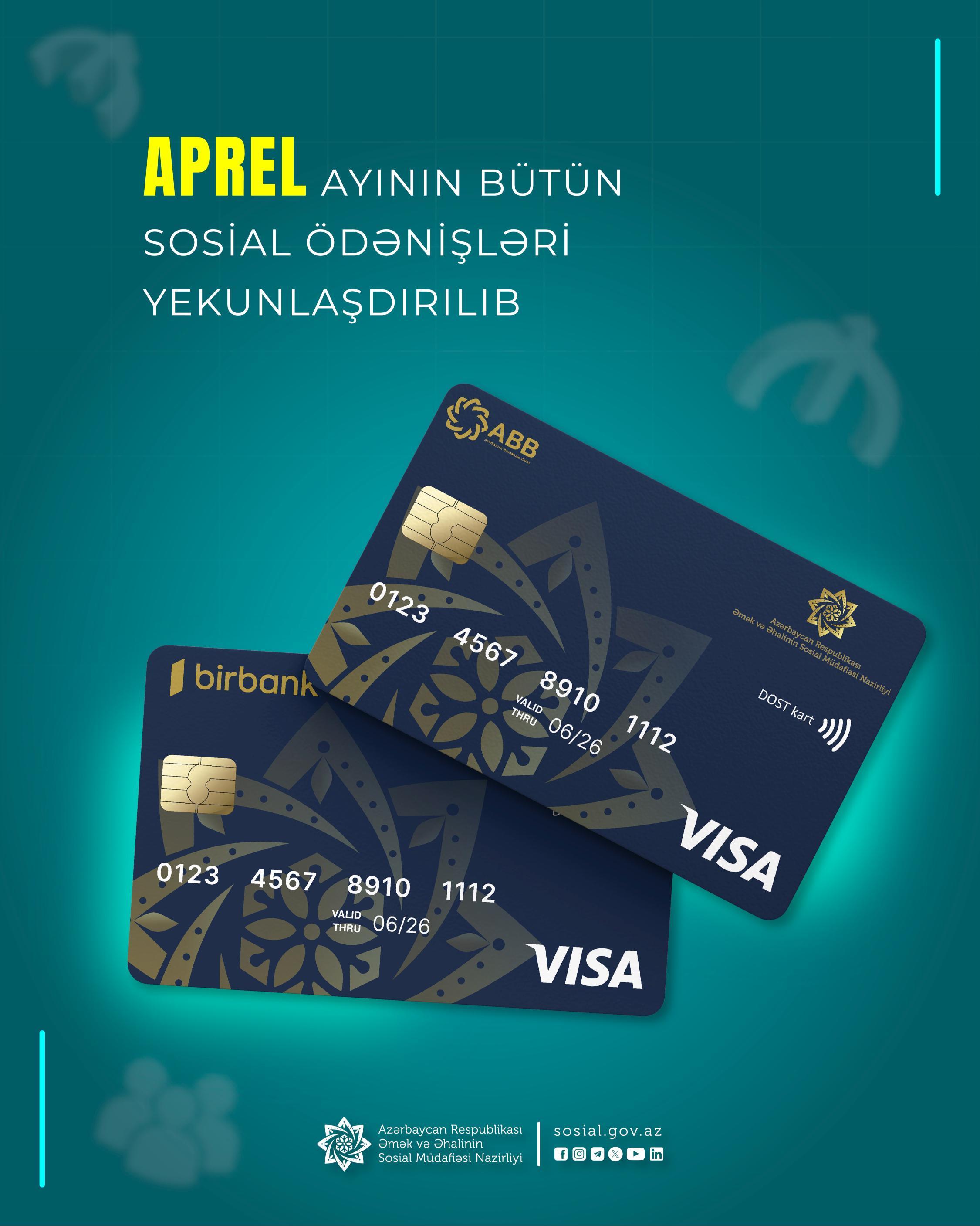 Aprel ayının bütün sosial ödənişləri yekunlaşdırılıb