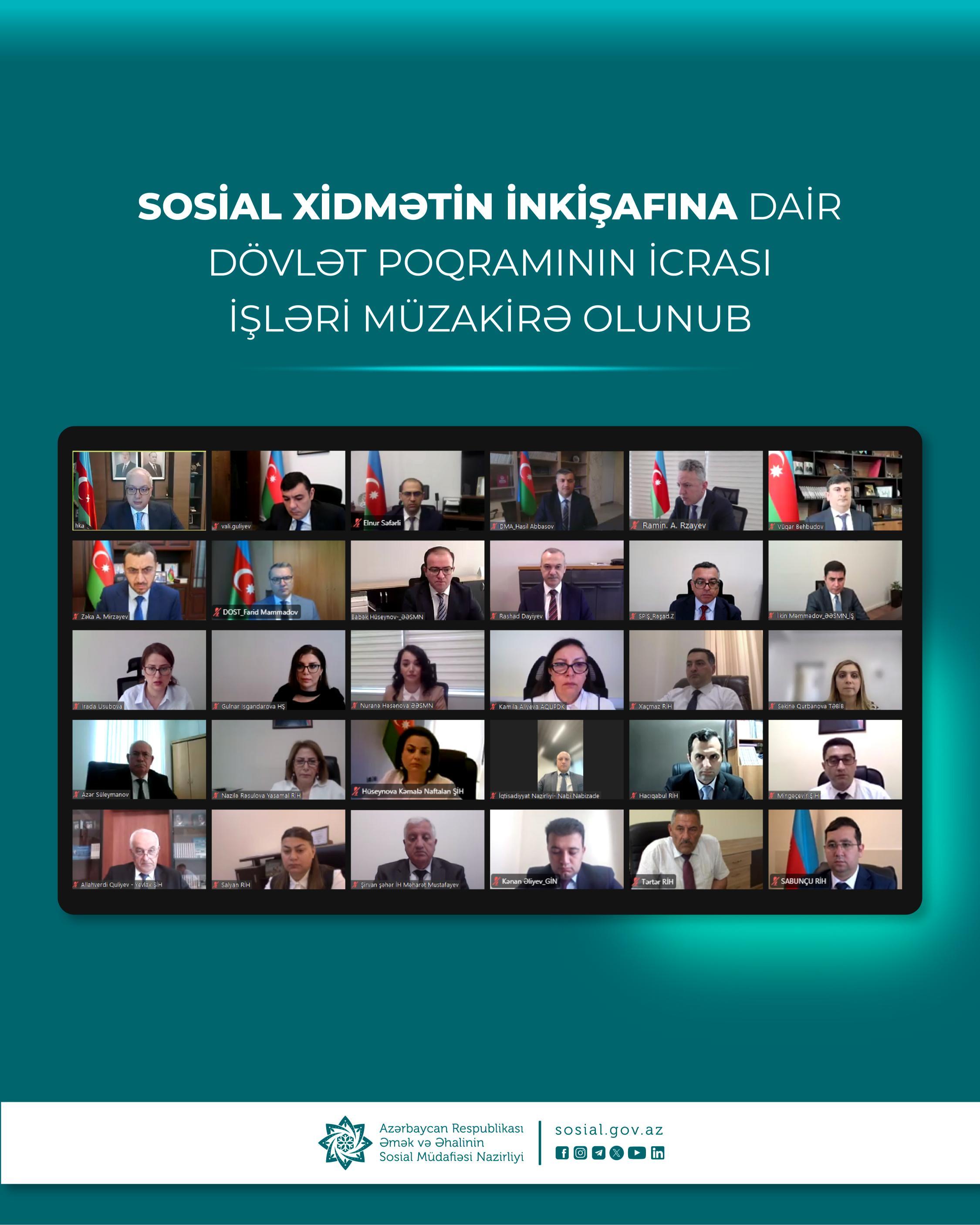 Sosial xidmətin inkişafına dair Dövlət Poqramının icrası işləri müzakirə olunub