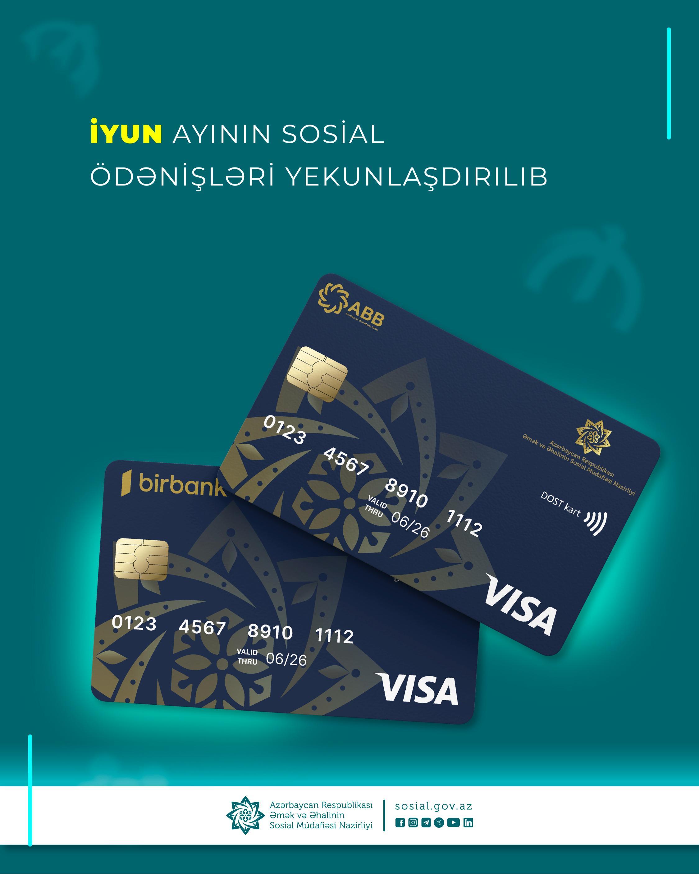 İyun ayının sosial ödənişləri yekunlaşdırılıb