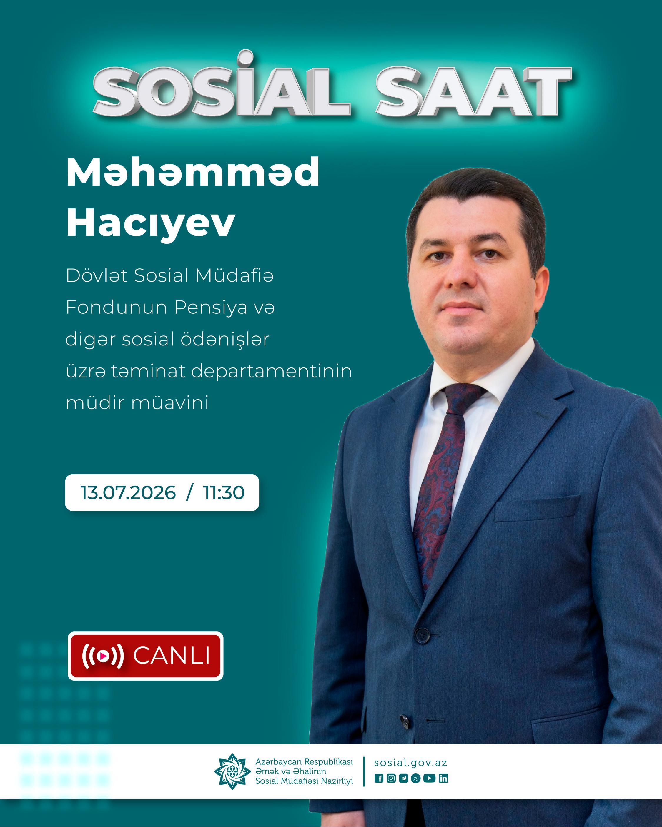 Növbəti “Sosial saat”da sosial ödənişlərdən bəhs olunacaq