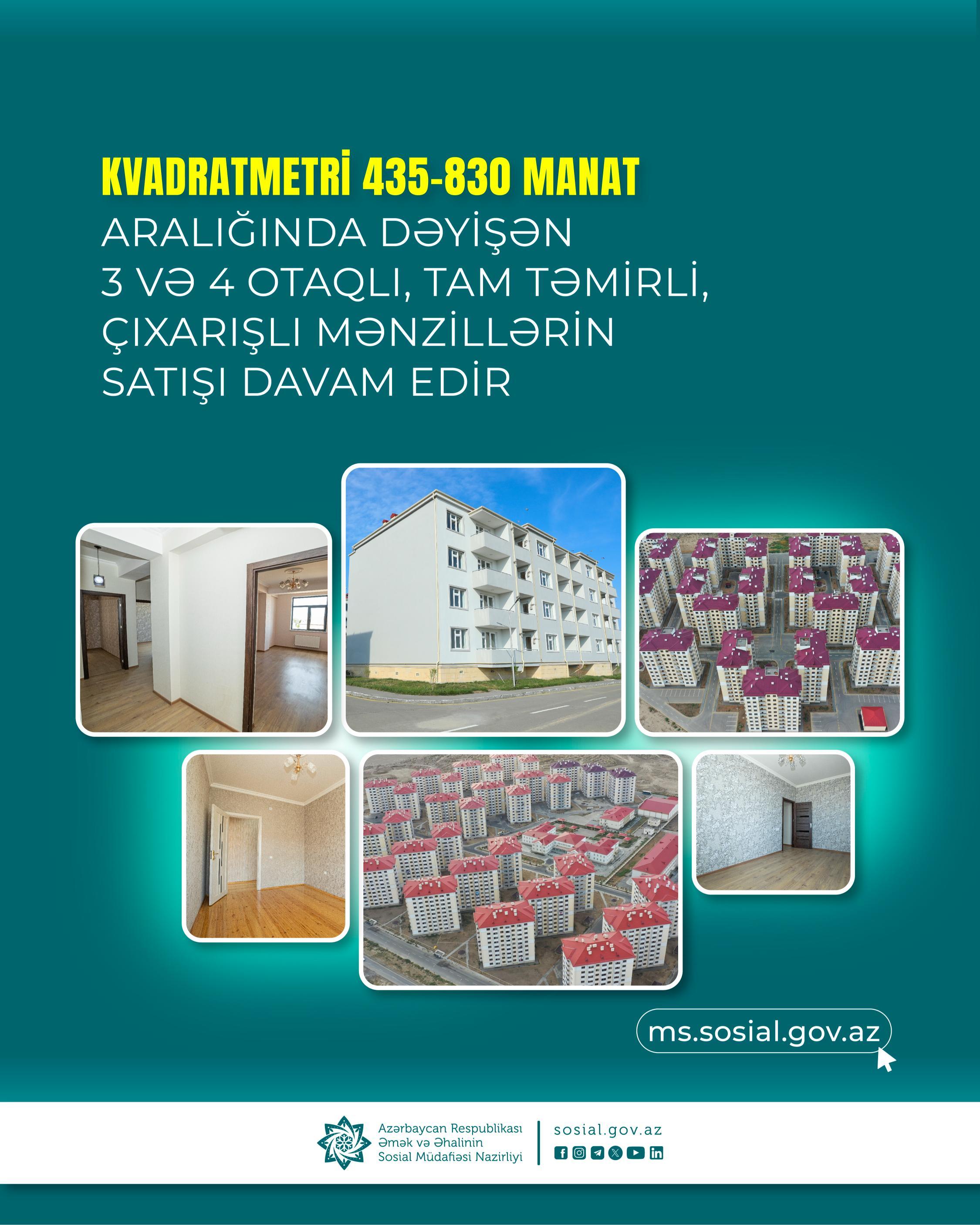 Sosial layihə çərçivəsində əlçatan və sərfəli mənzillərin satışı davam edir