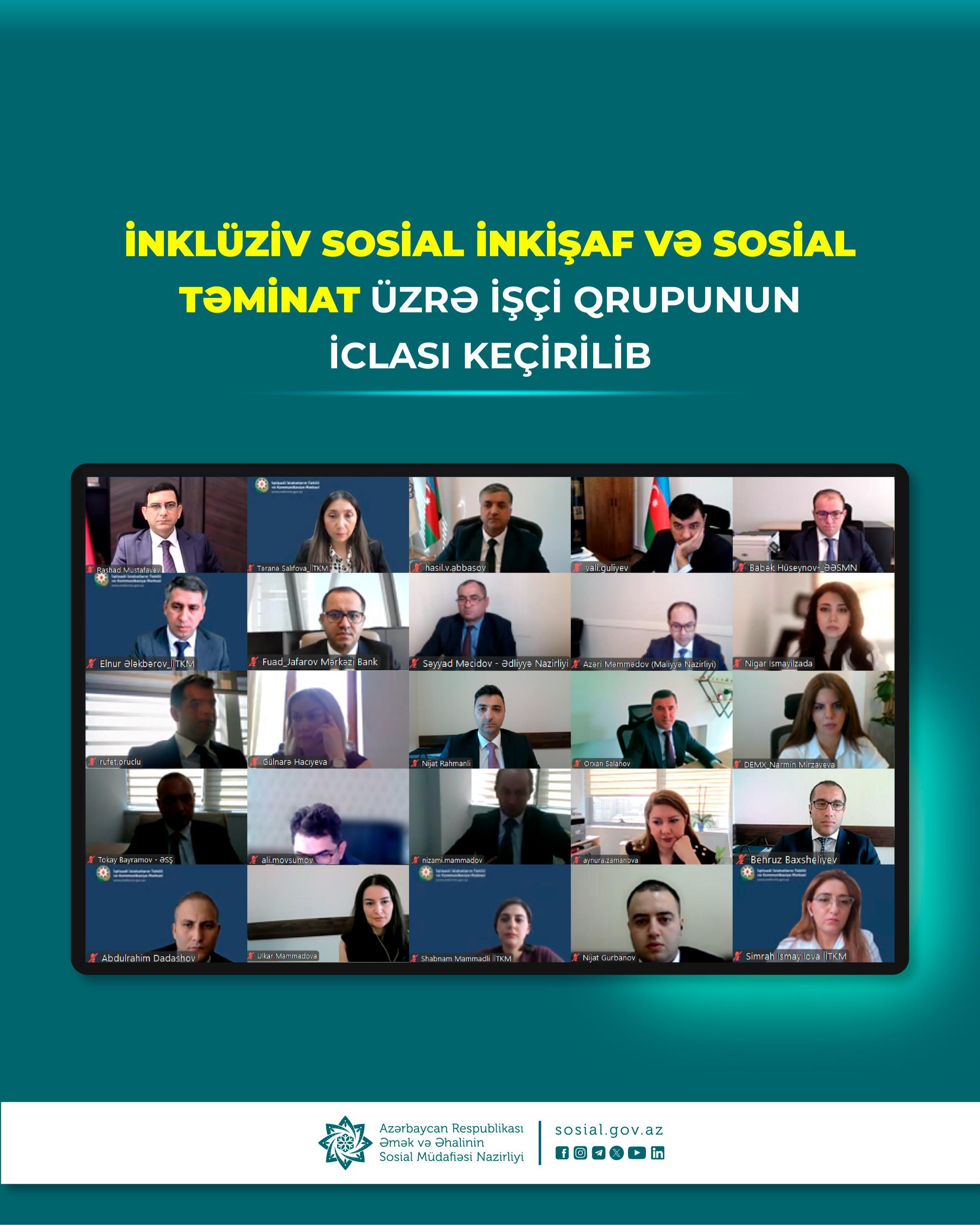 İnklüziv sosial inkişaf və sosial təminat üzrə İşçi qrupunun növbəti iclası keçirilib