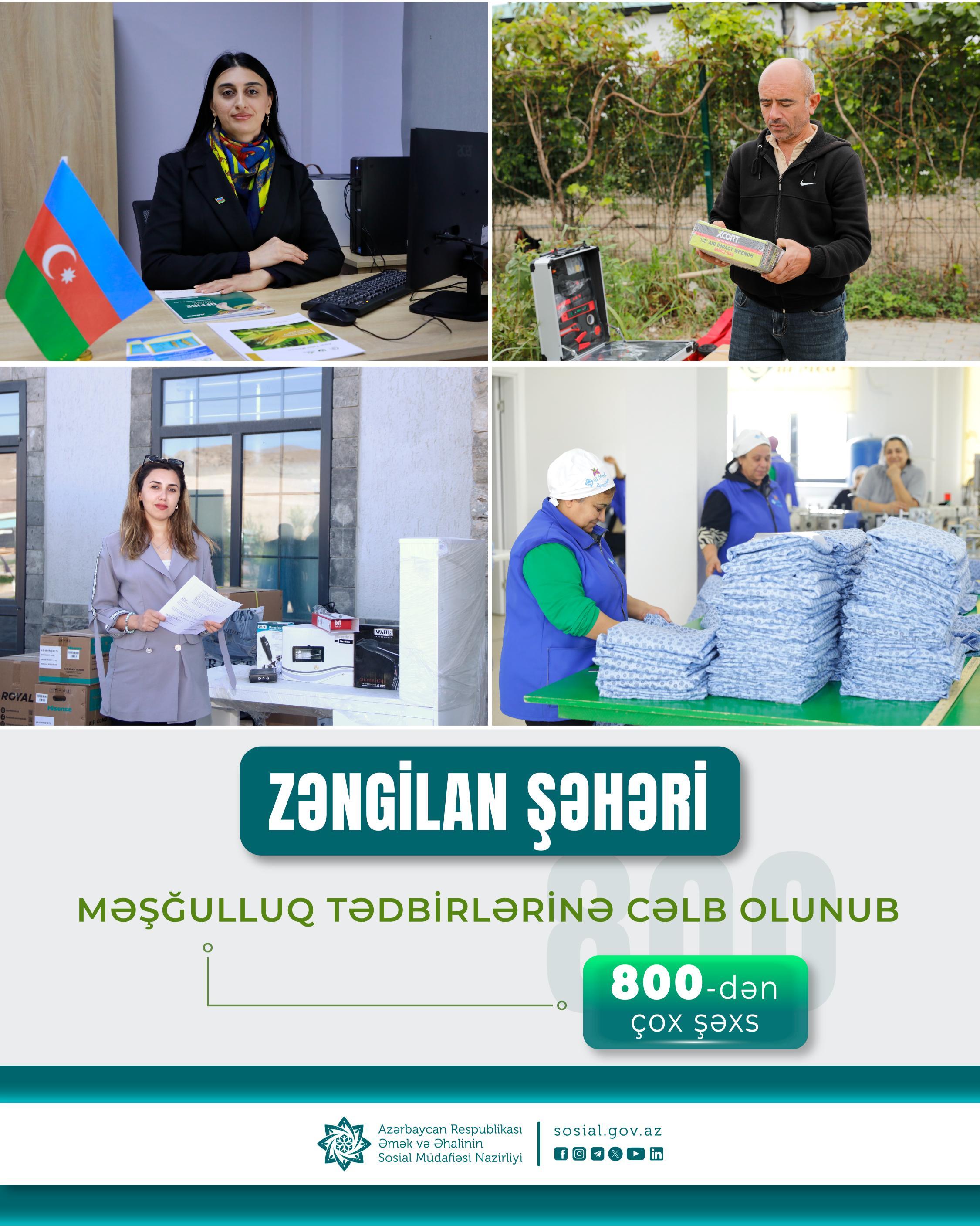 Zəngilana köçürülmüş sakinlərdən 800-dən çox şəxs məşğulluq tədbirlərinə cəlb edilib