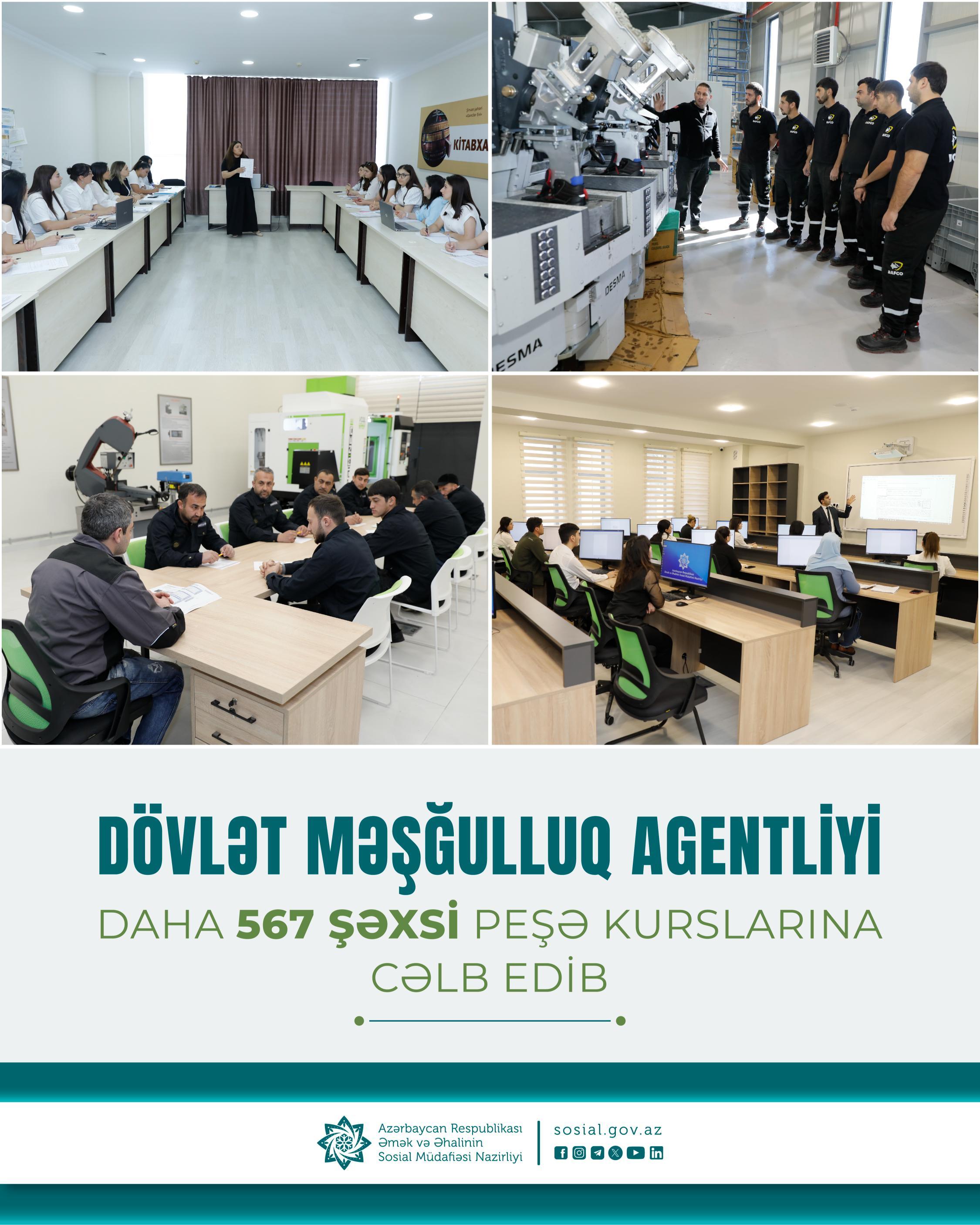 Dövlət Məşğulluq Agentliyi daha 567 şəxsi peşə kurslarına cəlb edib