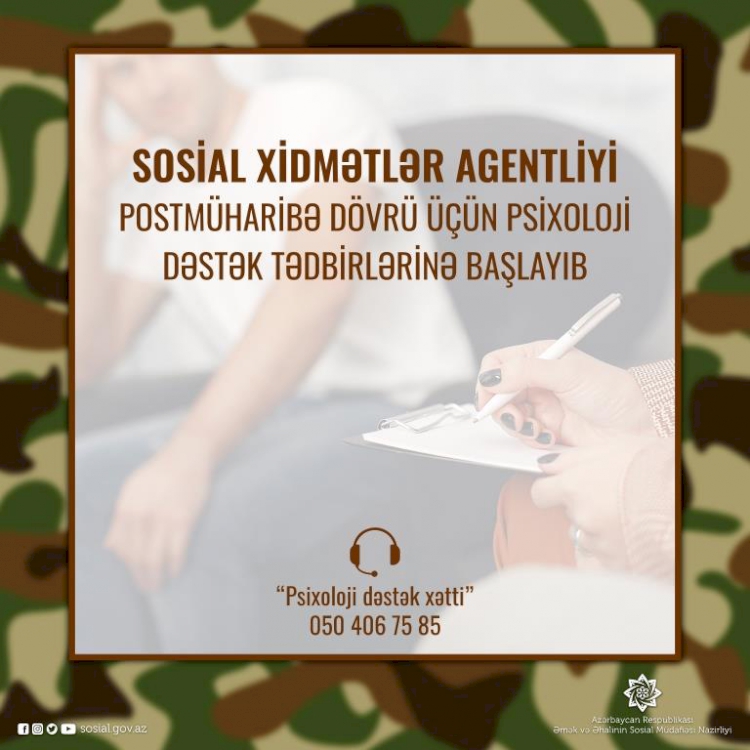 Sosial Xidmətlər Agentliyi postmüharibə dövrü üçün psixoloji dəstək tədbirlərinə başlayıb